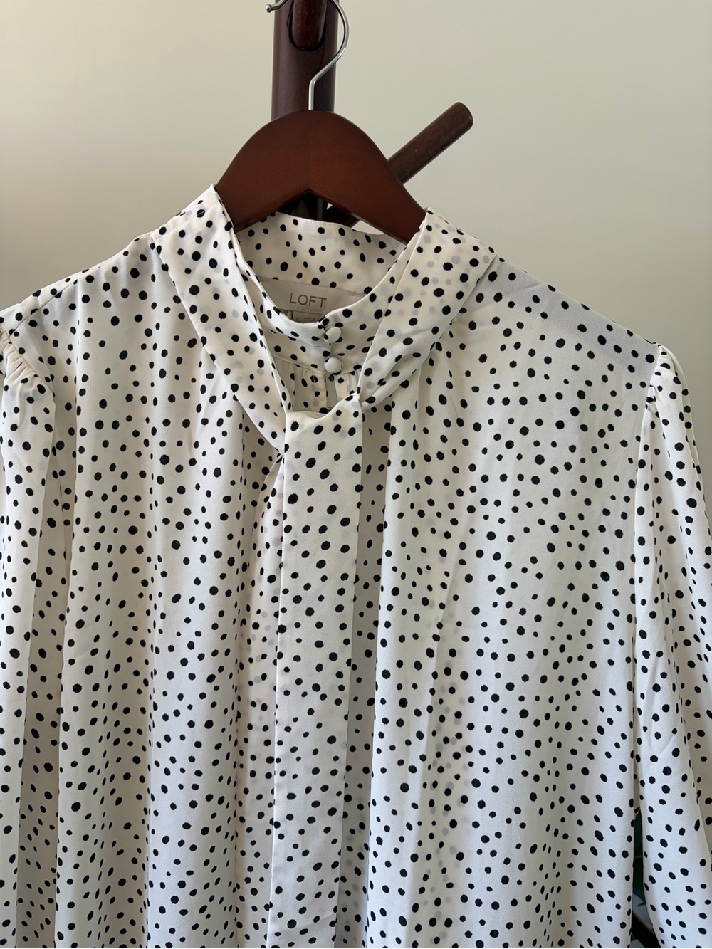 LOFT Black and White Polka Dot Blouse